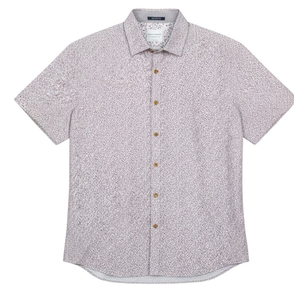 Ricky & Micky Red Vine Pattern White Button Up Shirt Men's Small Contrast Cuff